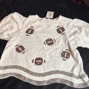 Kids' White and Brown Football Graphic Tee